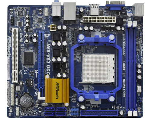 Placa Mão Asrock N68-vs3 Ucc Socket Am3