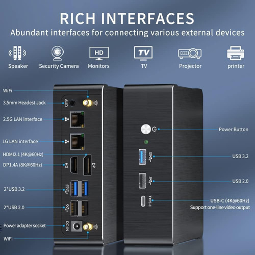 Mini Pc Theukoty I9-13900h 14c/20t 64 Gb De Ram 1 Tb Ssd Win