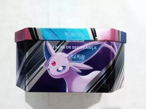 Coleção Cartas Pokemon Evoluções de Eevee Herois V Lata 25 Cartas - Rosa