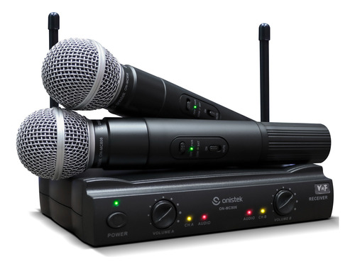  Kit 2 Microfones Sem Fio Profissional Amplificador Dinâmico