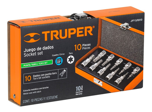 Juego Dados Punta Torx T15 A T60 Cuadro 3/8´ 10pz 13976