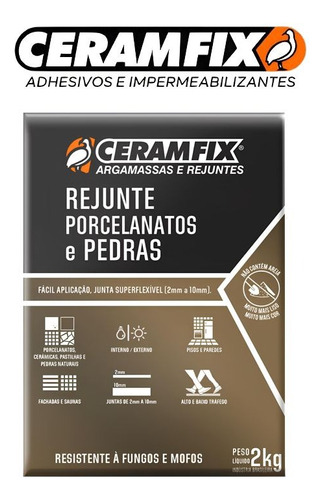 Rejunte Porcelanatos Pedras Ceramfix Caixa 2kg Marrom Café