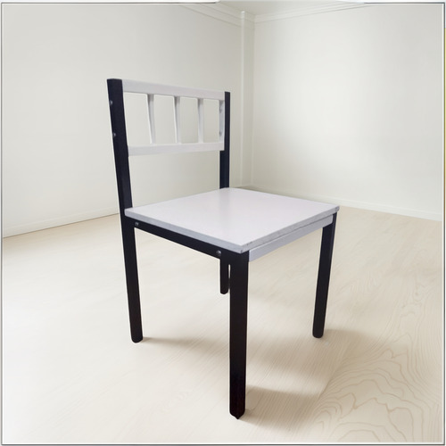 Silla De Comedor Industrial De Hierro/madera Super Reforzada . Negro Negro