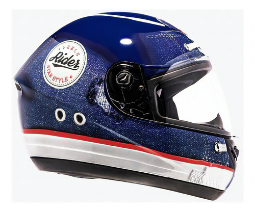 Capacete Moto Peels Spike Jeans Masculino Feminino Cor Azul com Vermelho Tamanho do capacete 56