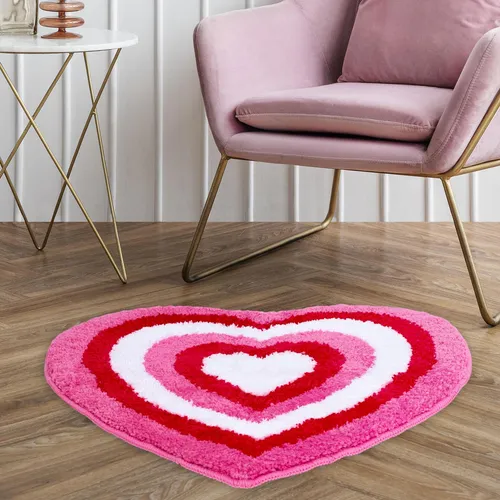 Alfombra De Baño Jarthenaamcs Con Forma De Corazón Rojo Y Ro