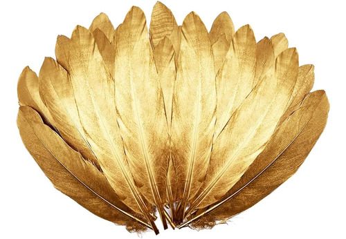 Plumas De Ganso Naturales En Dorado Con 20 Plumas 15-20cm