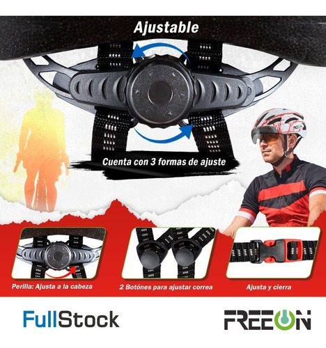 Casco De Bicicleta Con Lentes Tipo Montaña Fon400w Freeon Color Blanco Talla L