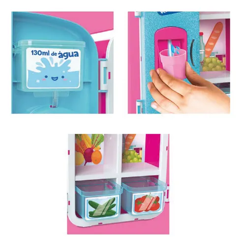 Heladera De Juguete Con Dispenser De Agua Divertoys Color Turquesa Con Rosa