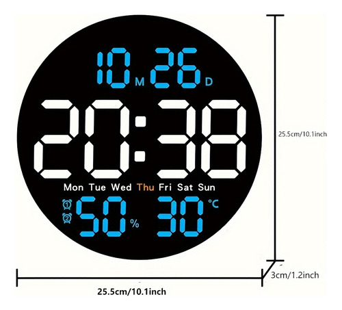 Reloj Digital De Pared Con Mando A Distancia Reloj Led 25cm