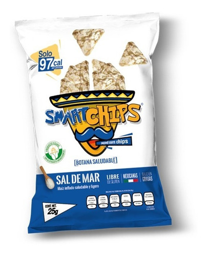 Smartchips Snack Botana Saludable Sal De Mar 20 Pz