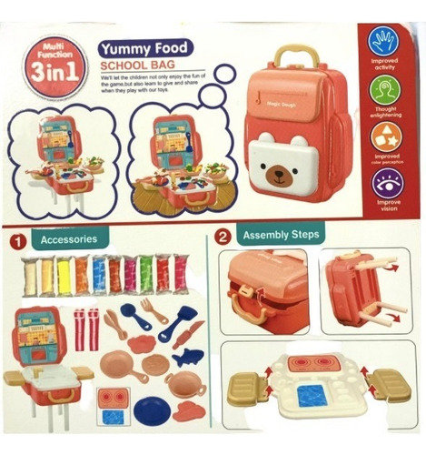 Juguete Mochila Niñas Cocinita Comida Moldeable Plastilina