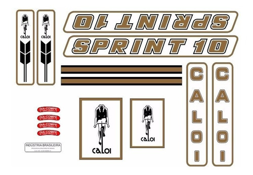 Adesivo Bicicleta Antiga Caloi 10 Sprint 1983 A 1984 Dourado