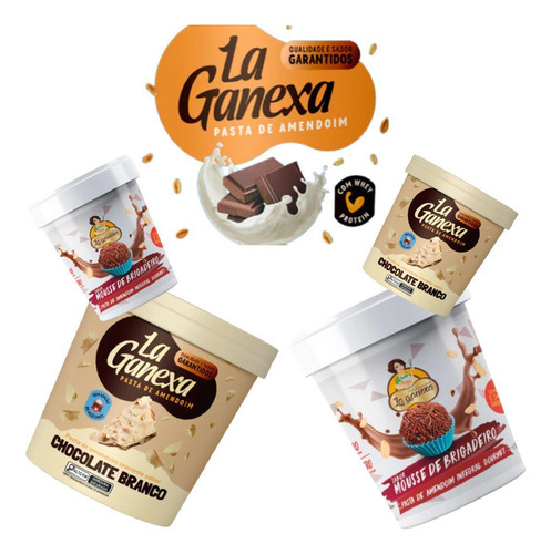 Kit 2 Pasta La Ganexa 450g Chocolate Branco + 1 Sabor