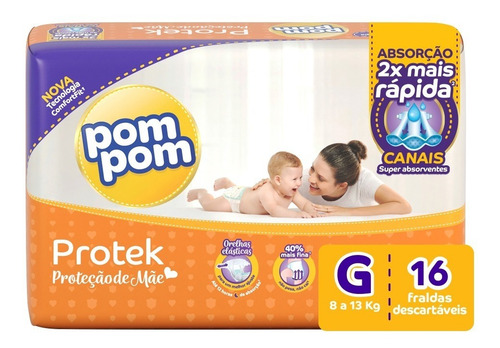 Kit Fralda Pom Pom Protek Proteção De Mãe Jumbinho G 128 Un