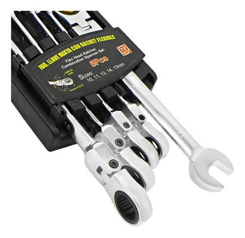 Set 5 Llaves Combinada Corona Chicharra Articulada 10 A 15mm
