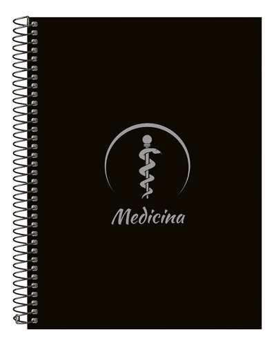 Caderno Universitário Profissões Preto E Prata 20 Matérias Cor Medicina