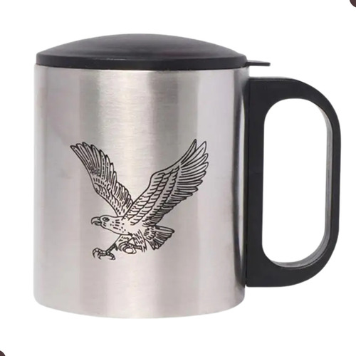 Caneca Inox 180ml Personalizada C/ Tampa Logo Nome Profissão