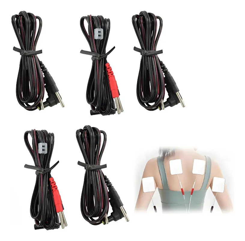 Solviora Cable Repuesto Para Electrodo Cola De Ratón Tens Ems 5 Pzs Para Conducir Corriente Entre El Dispositivo Y El Electrodo; Apto Para Varias Corrientes Terapéuticas.