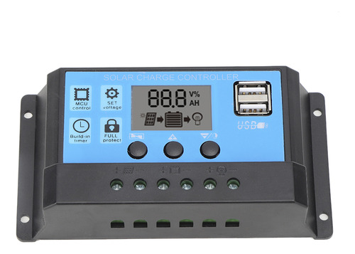 Controlador De Carga Solar Lcd Dual Usb Pwm Regulador De