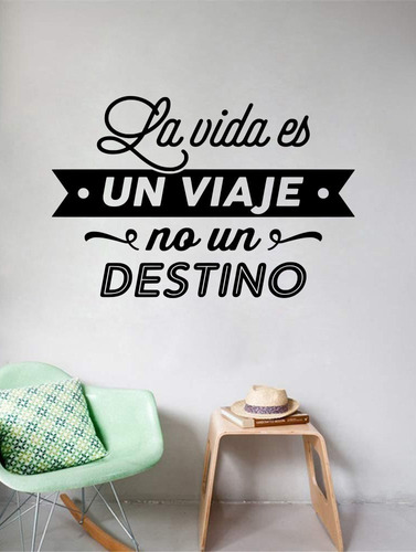 Vinil Decorativo P/ Pared Frases Letras La Vida Es Un Viaje