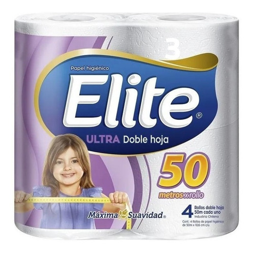 Imagen 3 de 3 de Confort Elite Papel Higiénico 4 Rollos 50 Mts C/u Doble Hoja