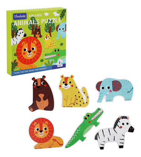Juego De Rompecabezas Con Forma De V Treehole Animals, Caja