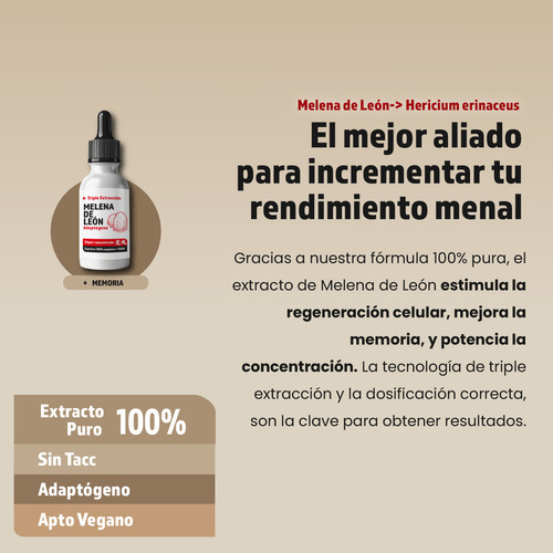 12 Extractos Hongo Melena De León 100% Puro -50% Desc