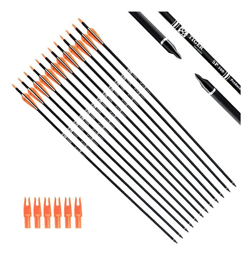 Flecha 30inch Carbon Con Puntas Removible X 12 -orange White