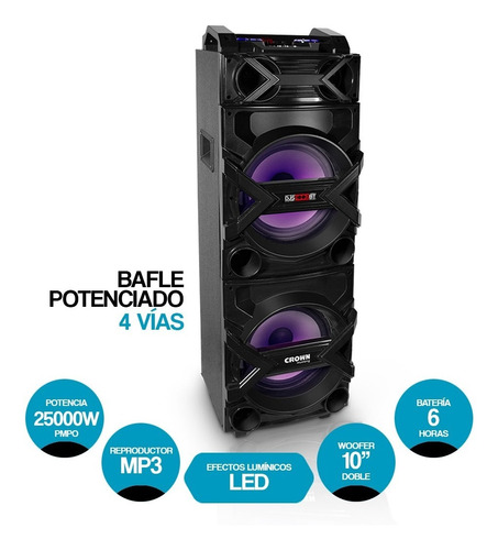 Parlante Bluetooth Torre Doble Woofer 10 Inalambrico Usb Aux