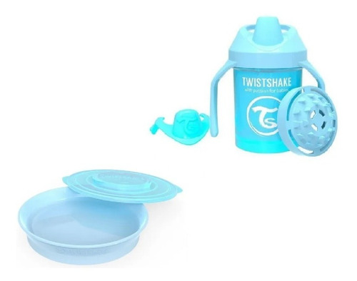 Imagen 1 de 4 de Plato Con Tapa Y Mini Cup Set De Alimentacion Twistshake