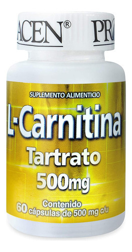 Imagen 1 de 1 de Suplemento De L-carnitina Tartrato 500mg Pronacen 60 Caps Sabor Natural
