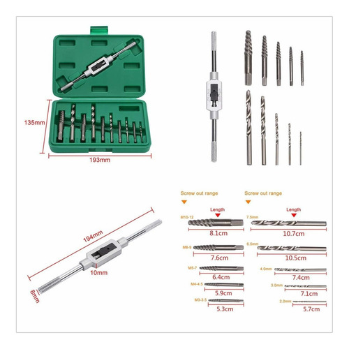 11pcs Brocas De Parafuso Quebrado Tiradas Ferramenta De Remo