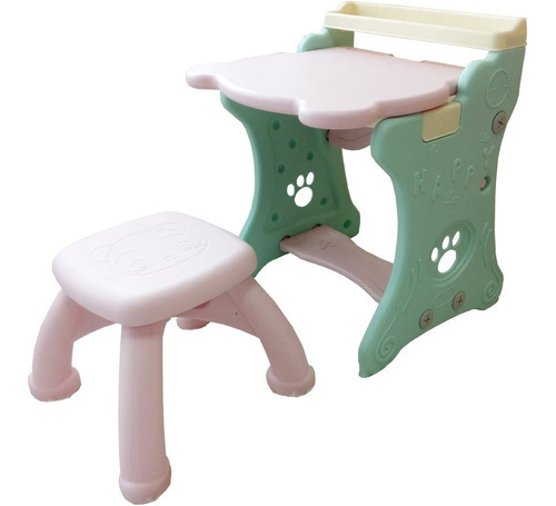 Mesa Infantil Didática 2 Em 1 Com Lousa Inmetro Magnética Cor Verde/rosa