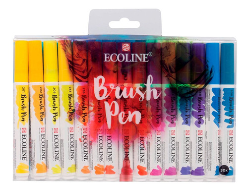 Marcador Ecoline Brush Pen Acuarela Punta Pincel Pack X 30