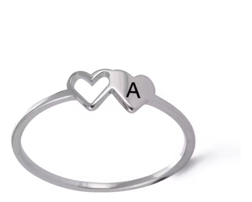 Anillo Inicial Con Corazón Calada En Plata 925 E 6 Al 30 (luego De La Compra Se Confirma)