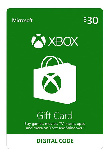 Imagen 1 de 1 de Xbox One Y 360 Live Store 30 Usd Codigo Digital Para Juegos