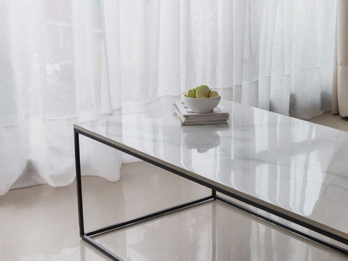 Mesa Ratona Centro Living Moderno En Hierro Y Simil Marmol