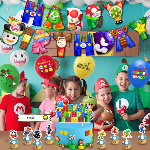 Tyrael Fiesta De Cumpleaños Para Niños 3-7 Años Mario Themes Color Amarillo 5 Años