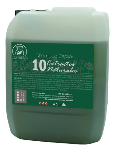 Shampoo Capilar De 10 Extractos Naturales Nutre (10 Litros)