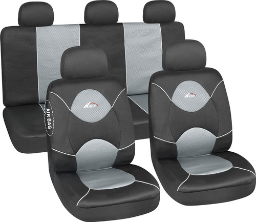 Juego De Fundas Cubre Asiento Color Negro Y Gris