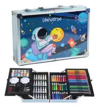 Comprar Kit\u002Fset De Arte Dibujo Maletin Metalico 145 Piezas Niños ASTRONAUTA