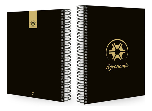 Caderno Universitário Profissões Preto E Gold 320 Folhas Cor Agronomia