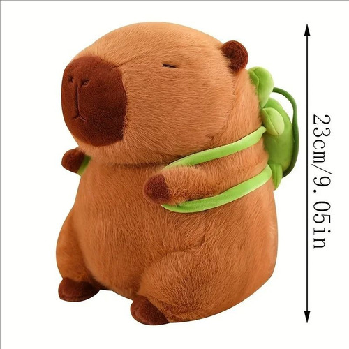 Peluche Capibara Mediano Con Mochila Tortuga Marrón