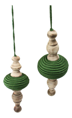 Melrose Juego 2 Adorno Navidad Madera Verde Beige 9 