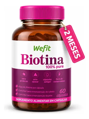 Biotina Cabelo Pele Unha 45mcg 60 Cápsulas Wefit 100% Pura