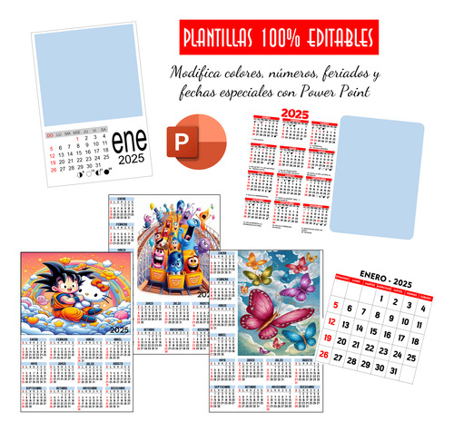 Calendarios 2025 Plantillas Editables Mignon Verticales Mas
