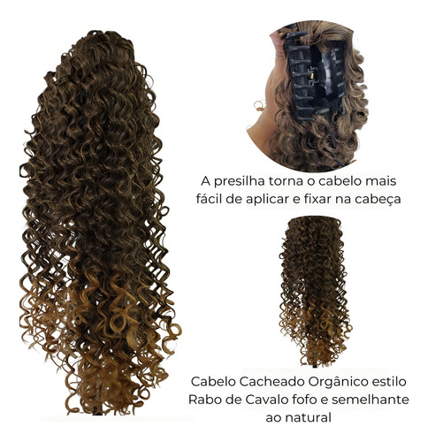 Aplica coleta rizada con clip, color negro, 100% orgánico