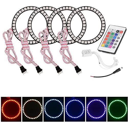 Juego De 4 Anillos De Halo Rgb Led De 100 Mm Faros, Luc...