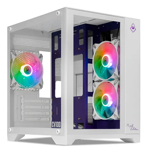 Imagem do produto Gabinete Gamer Mancer CV100 Purple Edition ARGB Lateral De Vidro Branco MCR-CV100-PEW em Mercado Livre