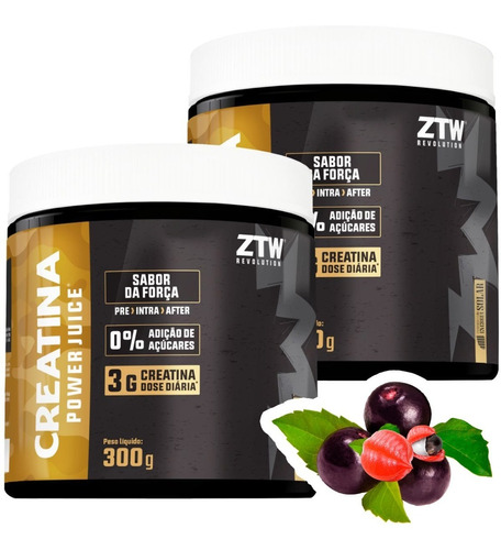 2x Creatina Power Juice 300g - Ganho De Força E Resistência